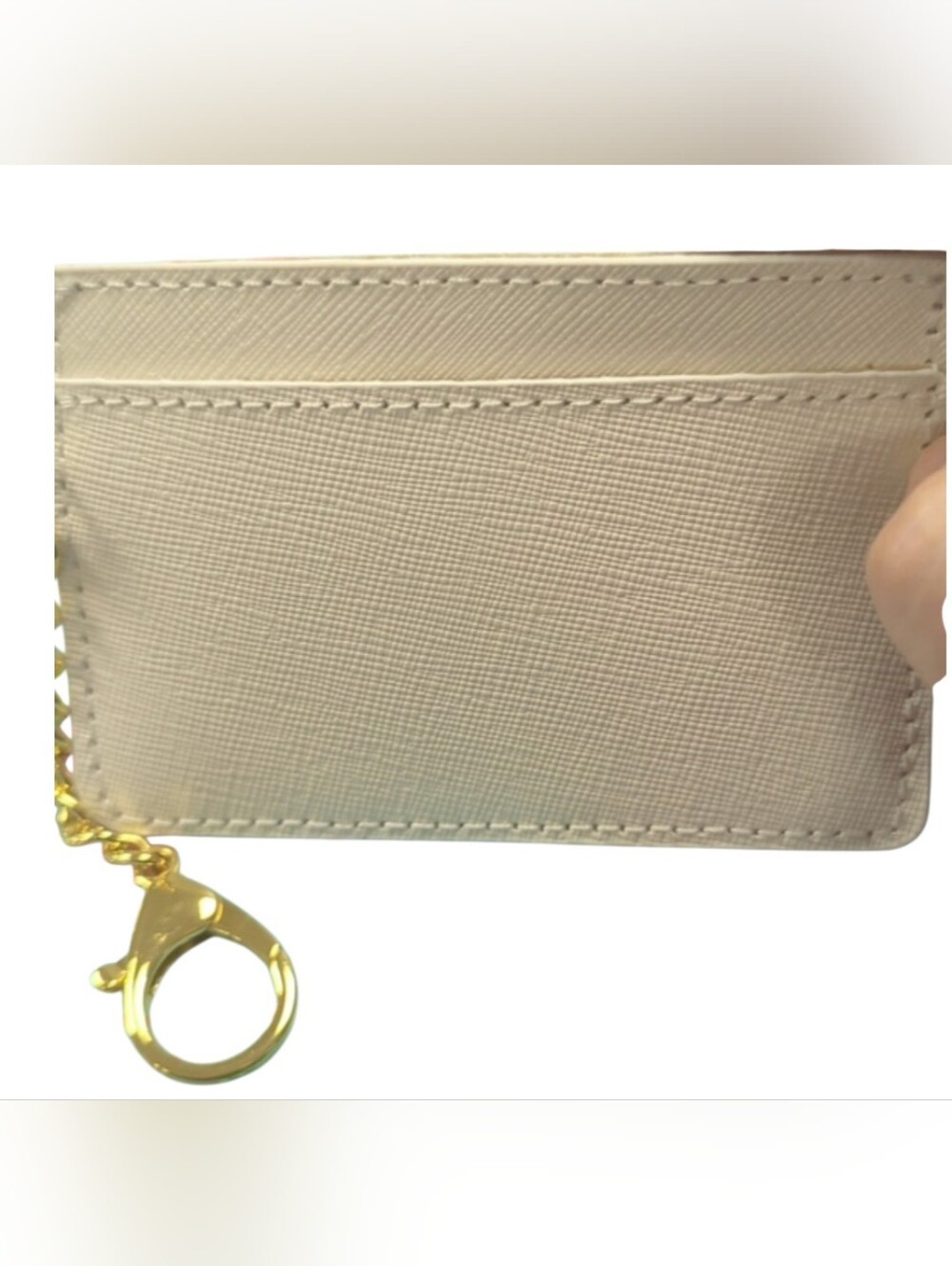 Joy Mangano. Card Holder. Leather. Gorgeous cream color. With key chain.